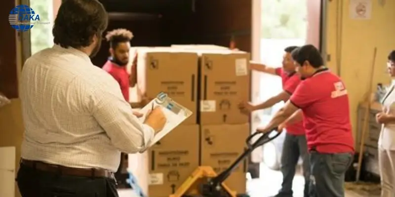 Cargo unpacking in the LCL Shipping warehouse